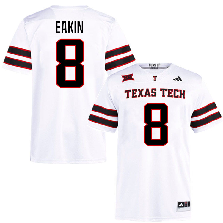 #8 Coy Eakin Texas Tech Red Raiders Jerseys College Football Uniforms Stitched-White